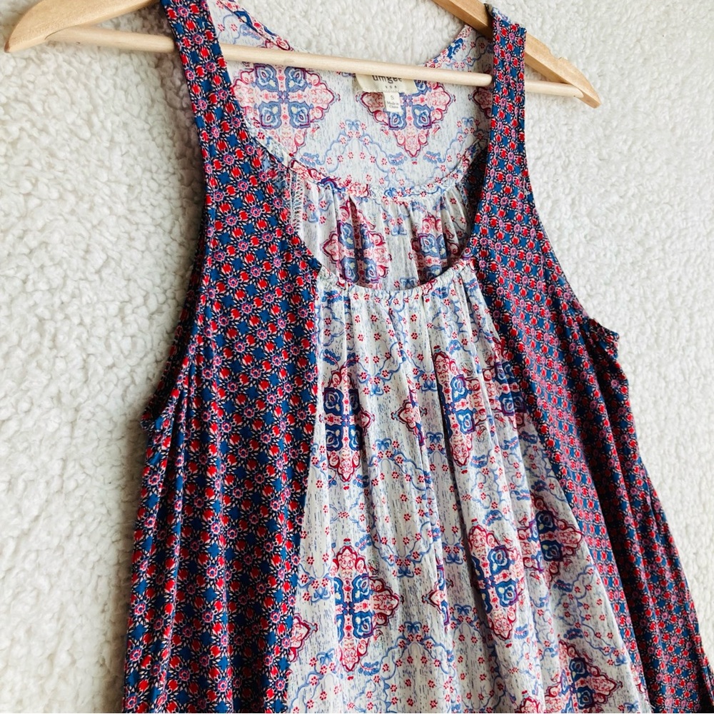 Umgee Women's blue red and cream sleeveless shift mini swing dress, Sz S - Picture 5 of 16
